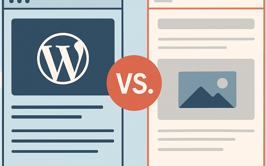 wordpress-vs-site-personalizat Comparatie vizuala intre WordPress si un site personalizat – platforme de creare site-uri